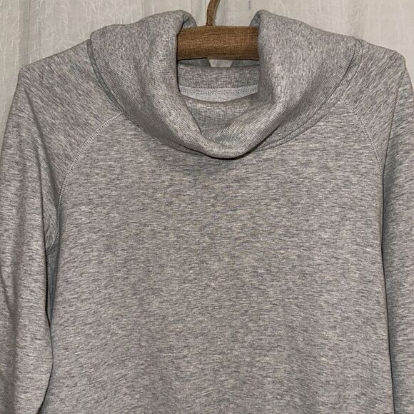 Motherhood Maternity S Gray Heather French Terry Cloth Cowlneck Sweatshirt - Picture 3 of 11